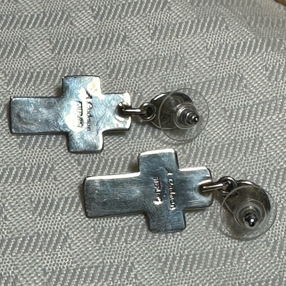 Andy Cadman earrings Navajo Sterling silver turquoise - Picture 7 of 9